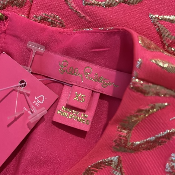 NWT Lilly Pulitzer Pratt Puff sleeve pink gold brocade top Sz XS SM - Picture 13 of 13